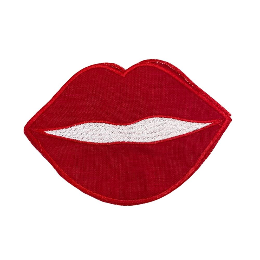 Chefanie RED LIP Cocktail Napkins 4x6 Linen Set of 4 Valentines Day XO New